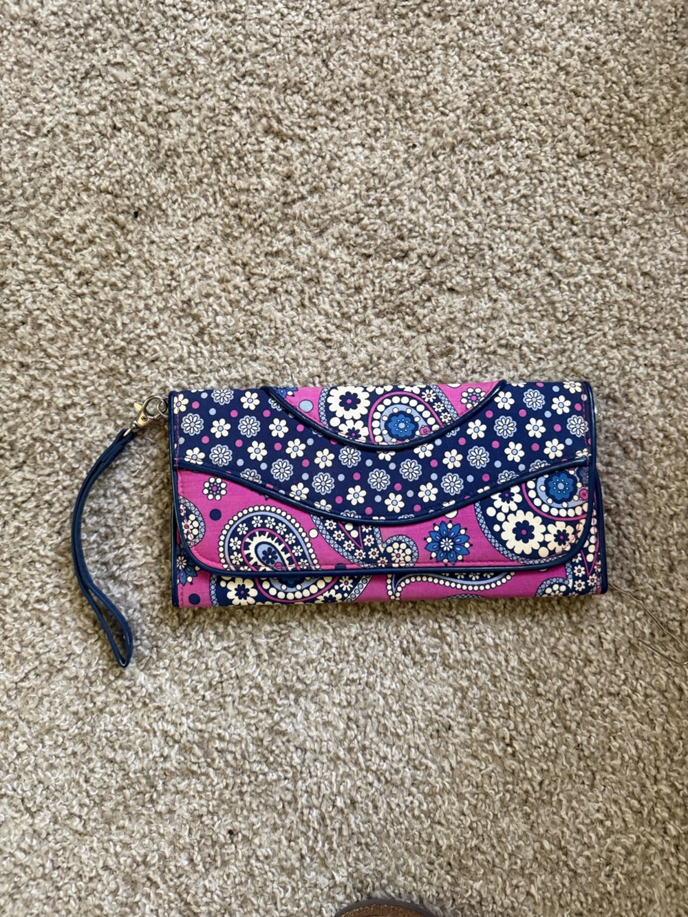 Vera Bradley Floral Paisley Wristlet Wallet - Pink & Navy